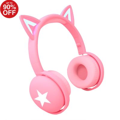 China 2020 New Product Success BK3 Headband 2021 Cat Ear Headset Wireless Headphone Cute With Luminous LED Lights for sale