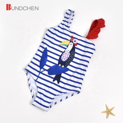 China Lovely little plus size one-piece girls ruffle strap kids cartoon bathing swimwear swimwear bikini for sale