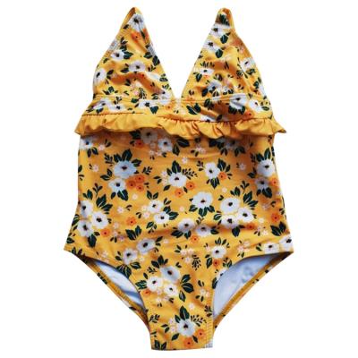 China Removable Padded 2022 wholesale swimwear kids two piece yellow swimsuits girls bathing suits swimwear for sale