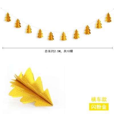 China Party New 10pcs Threes Mini Christmas Trees Paper String Decration Flags Flowers Hanging Flags Christmas Decorations Party Layout Supplies for sale