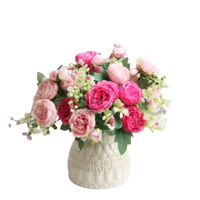 China Wholesale Home Roses Artificial Flowers 5pcs/bouquet Party Decration Decoration Wedding Valentine's Day Party Decoration Supplies Layout for sale