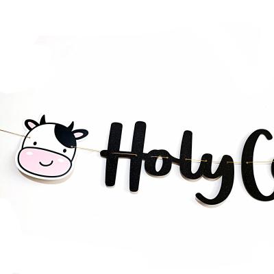 China High Quality Holy Cow To Party Decration I Am One The First Farm Theme Birthday Party Supplies Cupcake Toppers Banners For Cow Party Decoration Supplies for sale