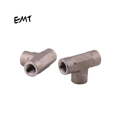 China Hot sales 304 EMT stainless steel professional forged female thread tee 3 way bsp hydraulic pipe fittings for sale