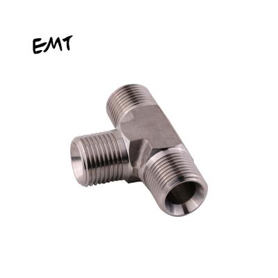 China 304 EMT 304 316L Bsp NPT Stainless Steel Joint Male Thread Transition Adapter 3 Way Hose Fitting Hydraulic Connections for sale