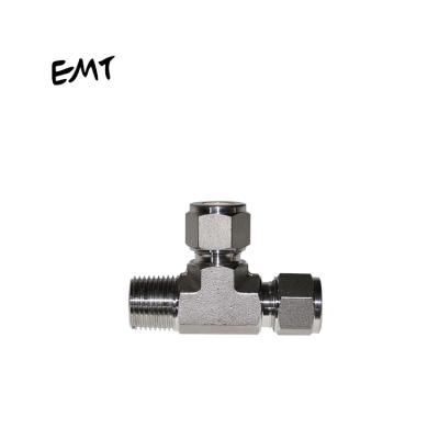 China Stainless steel 304 NPT bsp equal reducing union tee male compression fitting stroke two connector for sale