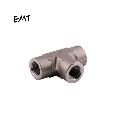 China Wholesale Industrial Stainless Steel 304 Pipeline Set SS Female Thread Hydraulic Plug Coupling 3 Way Tee Pipe Fitting For Sale for sale