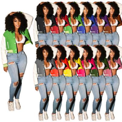 China New Warm Breathable Fashionable Winter Women Where Coats Drop Outwear Sports Jacket Patchwork Baseball Women Uniform Jacket for sale