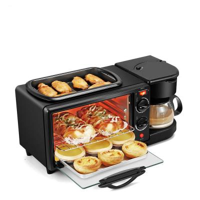 China Household 3 in 1 Breakfast Maker Station Toaster Oven with 30-Min Timer, Heat Selector Mode, 4-Cup Coffee Maker for sale