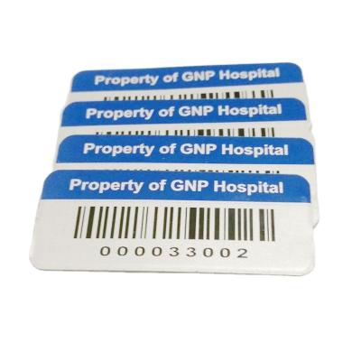 China Custom Metal Property Asset Tag Barcode Serial Numbers 3M Adhesive Tape e Back of Europe for sale