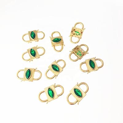 China YJ-CP478 Fashionable Copper Gold Plated Clasps Magnetic Fashion Wholesale Micro To Pave CZ Necklace Jewelry Charm Green Stone Clasp for sale