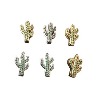 China Hiphop Jewelry YJ-CZ841 Micro Pave CZ Factory Charm For Rope Stainless Steel Strap Bracelet Fashion Cactus Watch Charms for sale