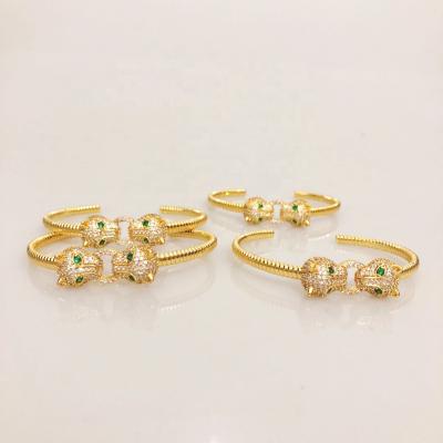 China Wholesale Fashion CZT860 Zircon Bracelets FASHION Jewelry Micro Pave CZ Leopard Charm Plated Gold Cuff Bangle for sale