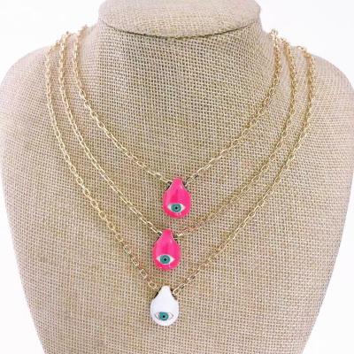 China YJ-CZN725 18k gold chain necklaces fashion design necklaces enamel handmade charm jewelry copper trendy eye wholesale for sale