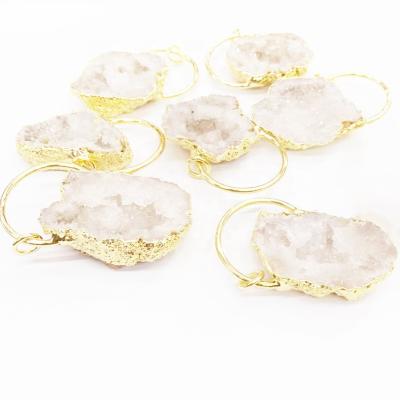 China Wholesale Copper Gold Plated Gemstone Necklace Pendant TRENDY Natural Stone Druzy DIY Fashion Geode Charm Jewelry Pendants YJ-P30 for sale