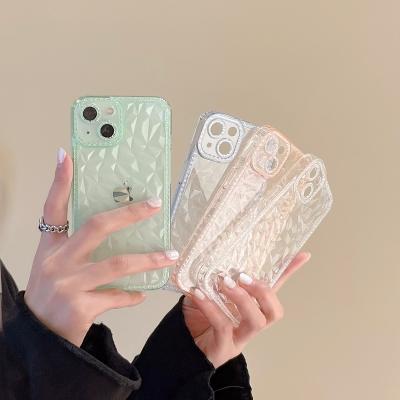 China Transparent Shockproof TPU Case For Iphone 13 pro Max Diamond Grain Phone Cover For Iphone 7 XR XS max for sale