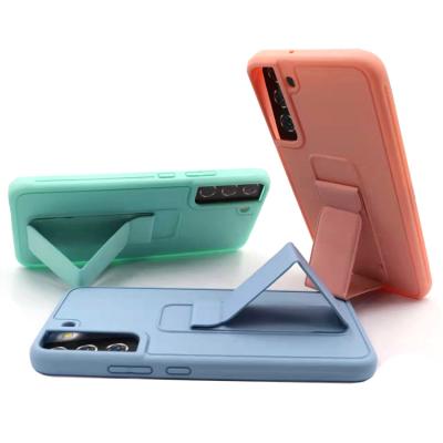 China Shockproof Wrist Strap Holder Silicone PC Mobile Phone Case For Samsung S21FE S22 S22 plus S22 ultra for sale