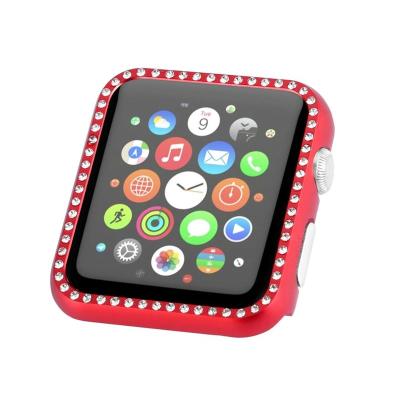 China Aluminum Metal Diamond Shell Cover For Apple Watch 42mm 38mm Crystal Rhinestone Protective Frame Case iwatch series 3/2/1 BIA662 for sale