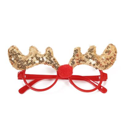 China Plastic and Fabric Christmas Party Decoration Christmas Reindeer Antler Decorative Glasses for sale