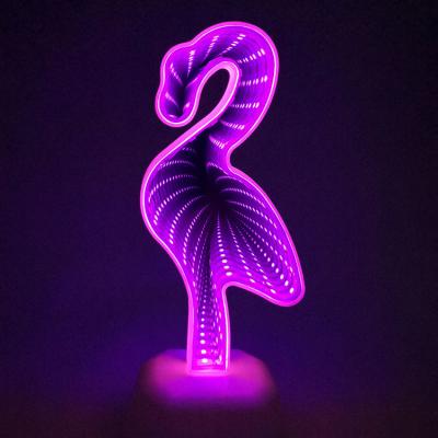 China Commercial Use LED Flamingos Tunnel Light Elegant Idyllic Mirror Tunnel Night Light Neon Lamp for Christmas Party Decoration Home Light for sale