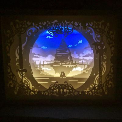 China Commercial Use Papercut Light Lamp 3D Shadow Box Led Night Light Lamp Sculpt Night Lamp Creative Shadow Paintings For Kids Nursery Room for sale