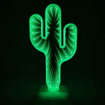 China Modern Cactus Night Light Cactus Mirror Light Tunnel LED Lamp Sign Night for Bedroom Living Room Corridor Holiday Party for sale