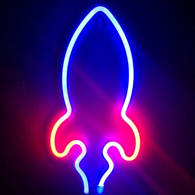 China Commercial Use LED Rocket Lights Neon Signs For Bedroom Wall Decor Aesthetic Led Neon Lamp For Girls Living Room Party Teen Decoration for sale