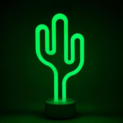 China Green Commercial Cactus Neon Decorative Use LED Lights with Base /USB Battery Operated - Stand Deco of Kids Room, Bedroom, Living Room for sale