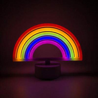 China Commercial Use Rainbow Neon Sign Led Night Light With Stand Base /USB Battery Operated For Room Decoration for sale