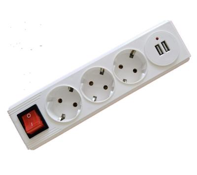 China New Product (YK427) 3 Way Residential / General Purpose Extension Electrical Socket With 2 USB Port For Russia for sale