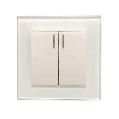 China (YK2007-G) European Glass Frame 2 Strip Wall Switches With Light For Ukraine YK2007-G for sale