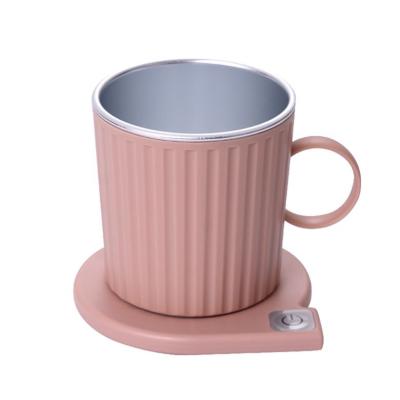 China New Viable Gift Coffee Cup Warmer With Aluminum Cup 55 Degree Electric Coaster Usb Set Portable Heated Electronic Smart Cup Warmer for sale