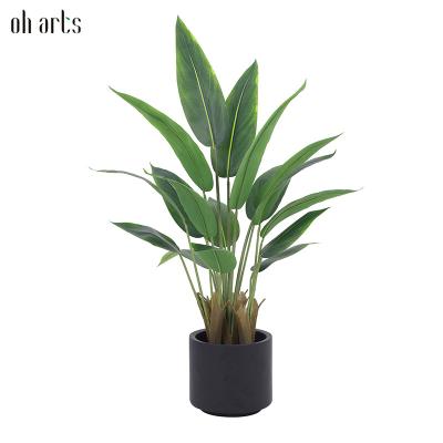 China Paradise Plant Faux Silk Tree Large Banana Leaf Decorative Garden Artificial Bird in Pot for Indoor Outdoor Garden Mall for sale