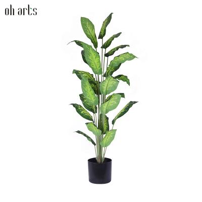 China Garden Decorative Artificial Water Plant Leaves Dieffenbachia Plant Red Tree Large For Indoor Outdoor for sale