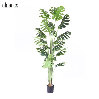 China Garden Decorative Height Green And White Artificial Plant Monstera Deliciosa Leaf Potted Tree For Indoor Outdoor for sale