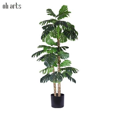 China Brand New Plastic Decorative Garden Artificial Monstera Deliciosa Plants For Outdoor Indoor for sale