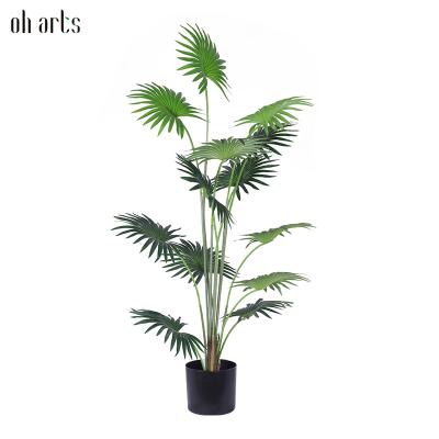 China Decorative Garden High Quality Plastic Palm Tree For Sale Silk Fiber Fan Plants Artificial Trees For Indoor Outdoor for sale