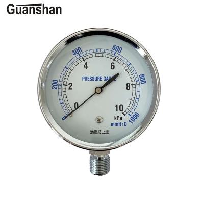 China Chrome Plated YE75 China Steel High Quality Black Steel Case Low Pressure mbar Capsule Gauge For Industrial And Scientific Research Medical Applicat for sale