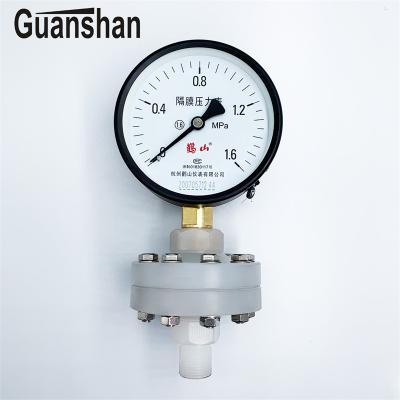 China All SS PTFE Pressure Gauge Diaphgram Seal Diaphgram Gasket Pressreu Gauge for Machine Building and Plant Construction Y100ML for sale