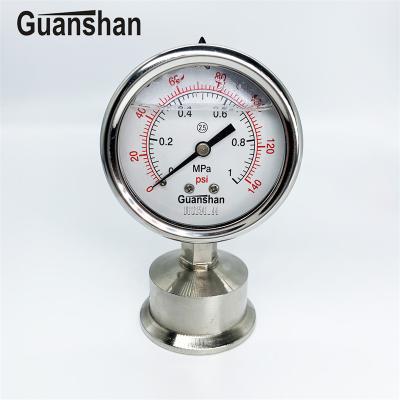 China sanitary type diaphragm pressure gauge flange connection case and wetted parts in hygienic design YN63BF-NL for sale