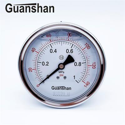 China glycerin or silicone filled vacuum pressure gauge YN100Z for sale