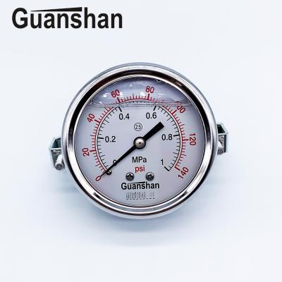 China oil level gauge, glycerine filled pressure gauge, back connection oil pressure gauge 63 for sale