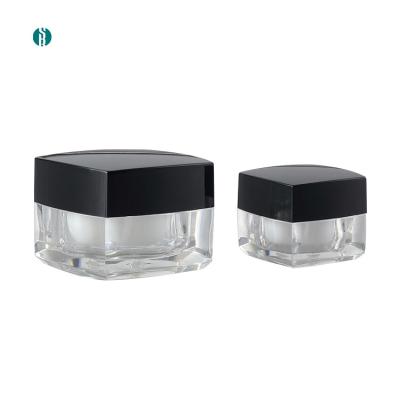 China Customized Cosmetic Recycled 5g 10g Double Empty Luxury Wall Skin Face Eye Cream Acrylic Cosmetic Jars for sale