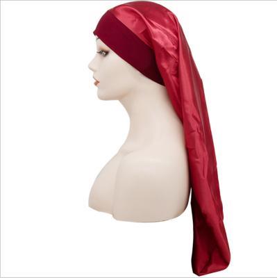 China Satin Rope Adjustable Satin Hoods Long For Braids, Silk Color Reverse Comfortable Sleep Customized Long Hood for sale