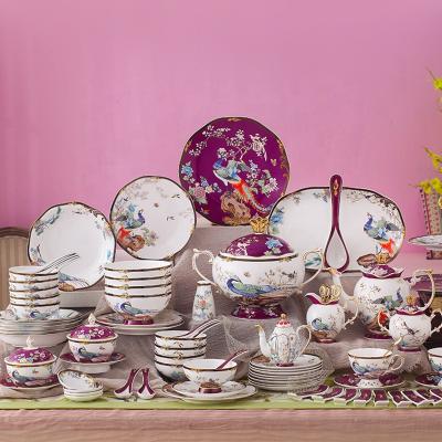 China Sustainable Luxury Ceramic Dinnerware Set Bone China Dish Set With Gift Box for sale