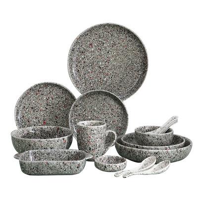 China Sustainable Nordic Stylish Ceramic Dish Bowls Gray Ceramic Dinner Plate Salad Dish With Line Gold Edge for sale