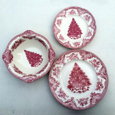 China Viable Wholesale Christmas Tree Dishes Creative Irregular Christmas Household Porcelain Dishes for sale