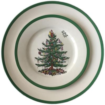 China Viable Wholesale High Quality Christmas Tree Dish Porcelain Dinner Dishes Sets for sale