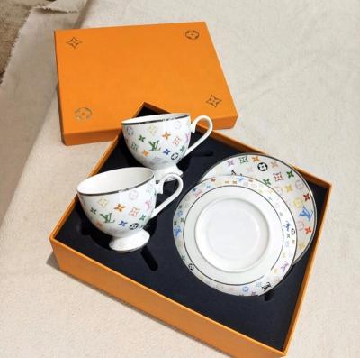 China Wholesale Viable 2 Cup Coffee Sets Coffee Sets Coffee Sets Luxury Western Porcelain Ceramic Tea Cups and Saucers for sale