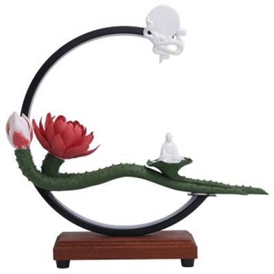 China New Product Minimalist Traditional Buddhist Decors Ceramic Home Decorations With LED Strip for sale