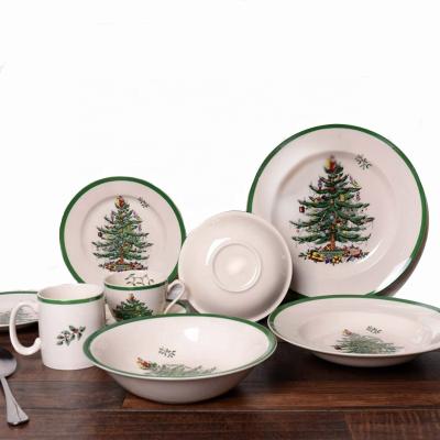 China Sustainable Christmas Gift With Christmas Tree 14 Inch Large Dish And Ceramic Dish Bowl And Mug for sale